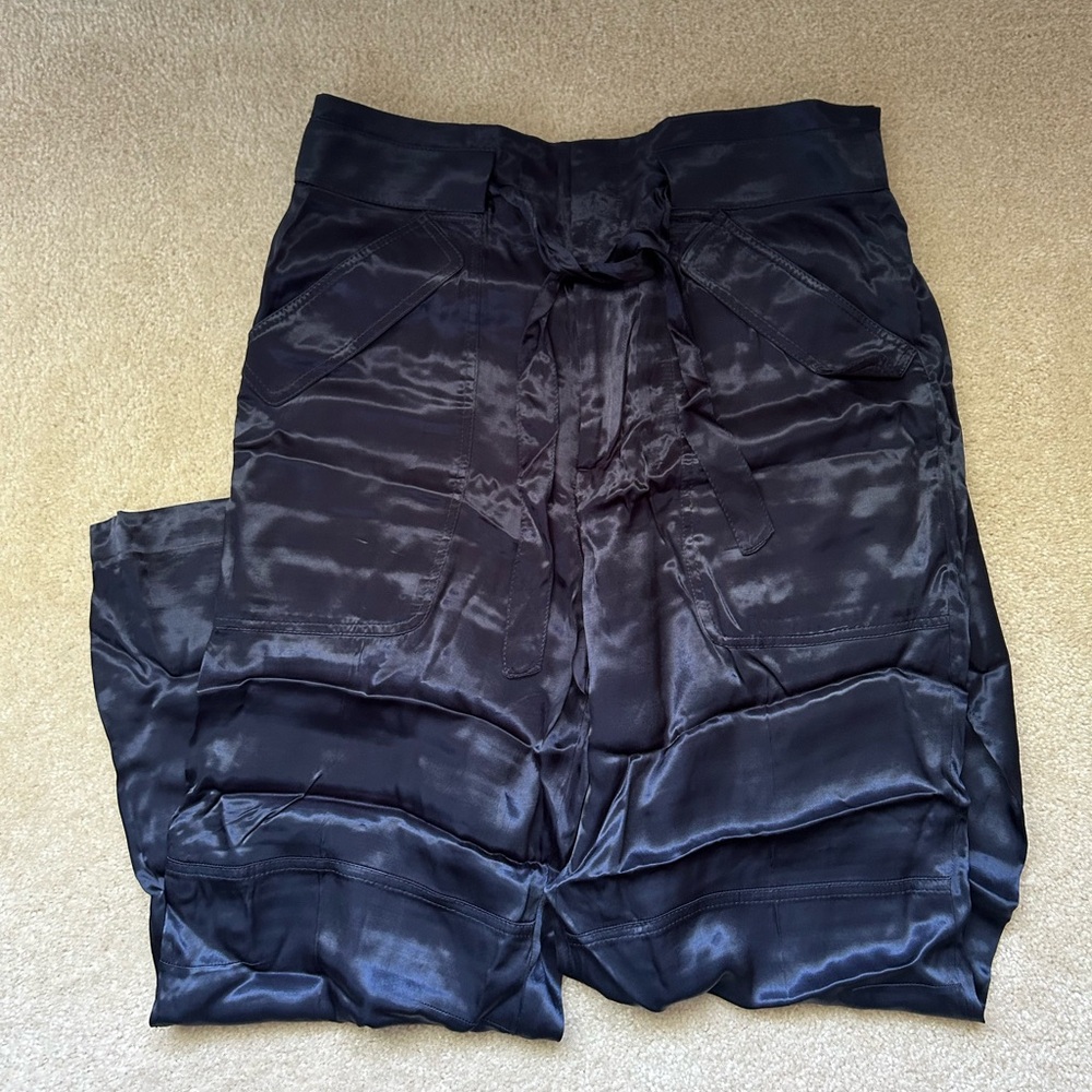 J. Crew Navy Satin Cargo Pants - Picture 2 of 5